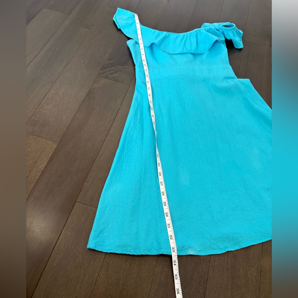 Blue Summer Ruffle Neck Sleeveless Fit & Flare Mini Dress Size S Beachy Vibrant - Picture 8 of 10